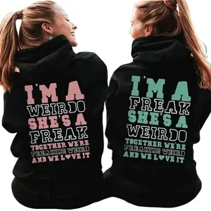 [Made in USA] Matching Best Friend Hoodies I’m A Weirdo She’s A Freak Matching Outfits For Couples, Valentine's Day Gift Idea,  Casual Lover, Fleece Hoodie For Men For Women, Cozy Fall Winter Outfit