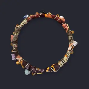 Fabric Wire Wrapped Bead Bangle