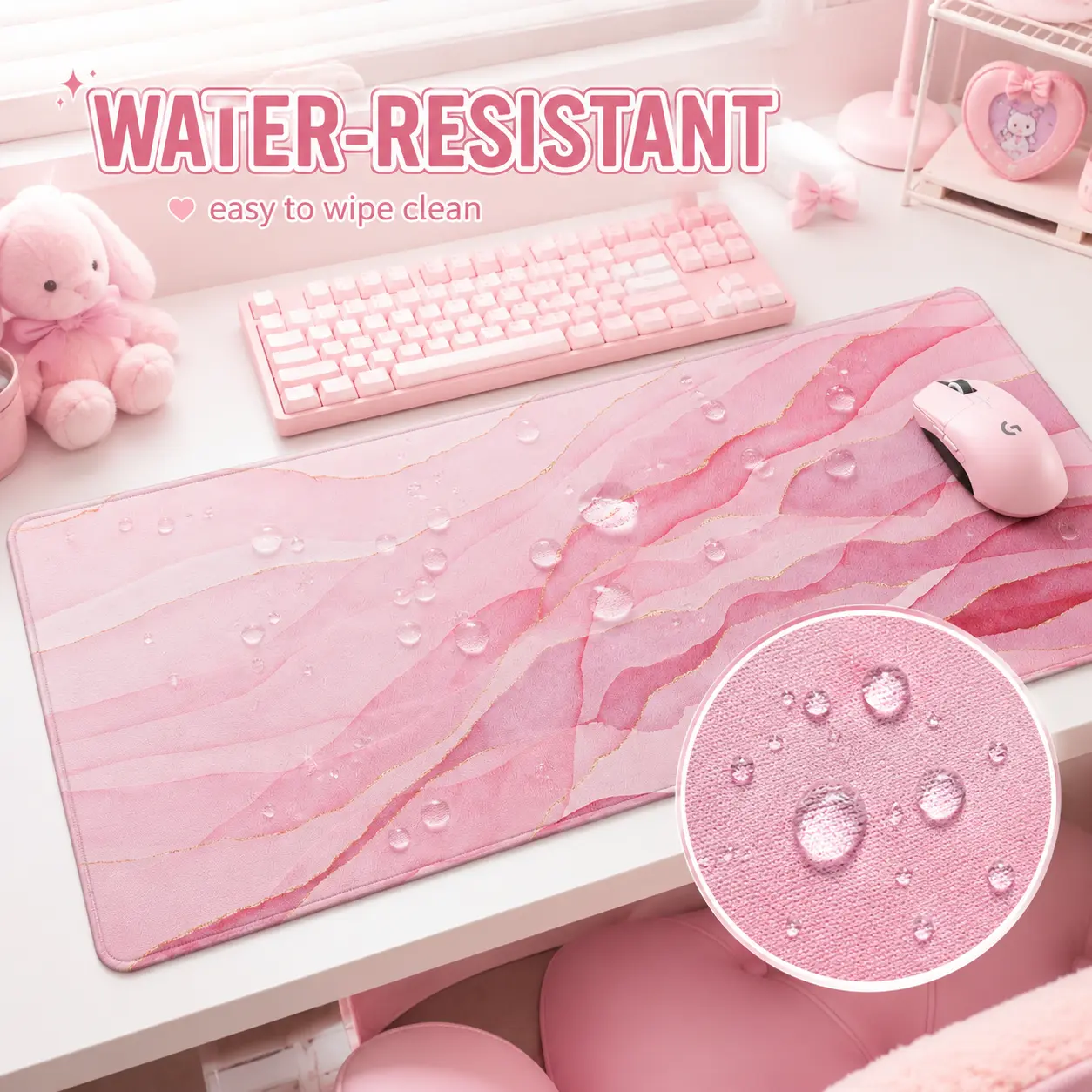 KTRIO Large Gaming Mouse Pad Desk Mat, Superior Micro-Weave Cloth, Non-Slip Rubber Base, Stitched Edges, Water-Resistant, for Gamer, Office & Home, 31.5 x 15.7 Inch