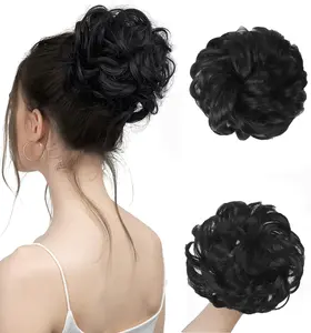 VOSILK Messy Bun Hair Piece Wavy  Natueal Curly Synthetic Updo Chignon Fake Scrunchies Ponytail Extension for Daily Women