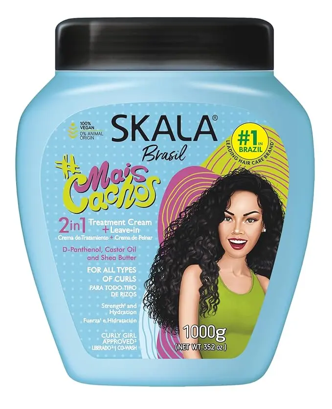 SKALA Mais Cachos for hair type 3ABC - 2 IN 1 Conditioning Treatment Cream & Cream To Comb 35.2oz, BLUE