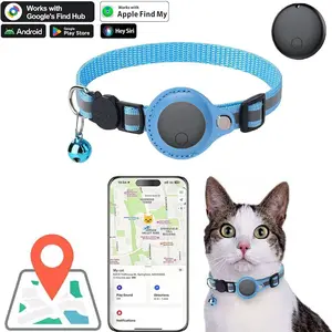Smart Mini Cat Pet iOS & Android Tracker, Airtag Cat Collar Breakaway, Reflective Kitten Collar with Airtag Holder and Bell, Lightweight