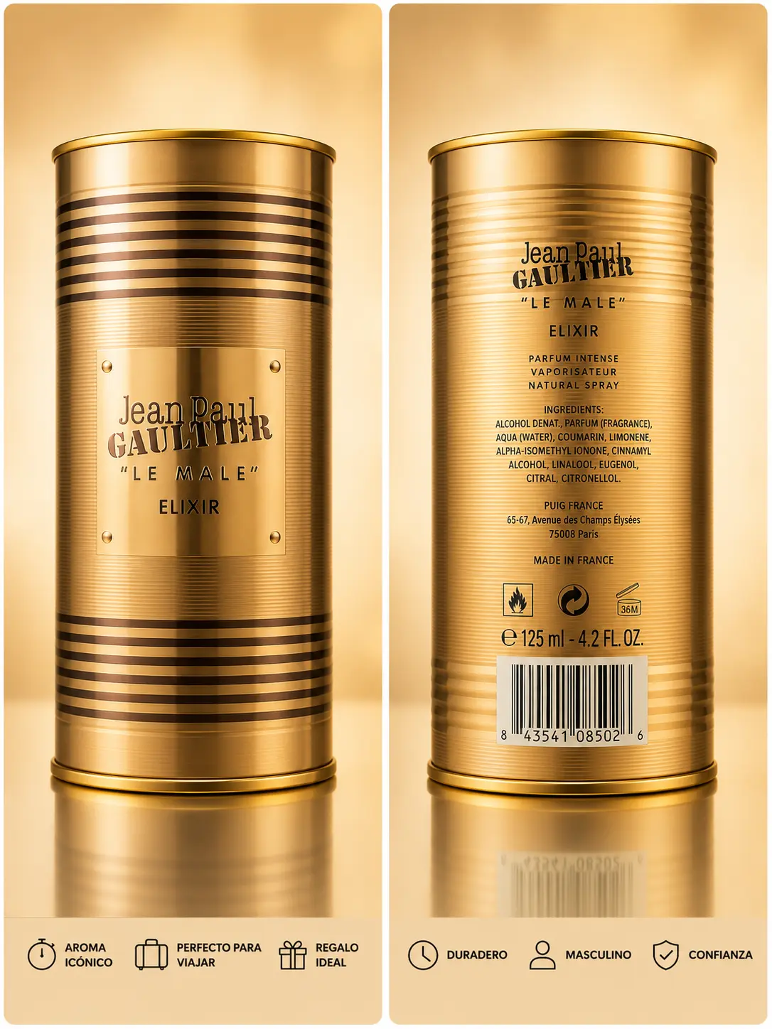 Jean Paul Gaultier Le Male Elixir Parfum Intense for Men – 125 mL / 4.2 fl oz