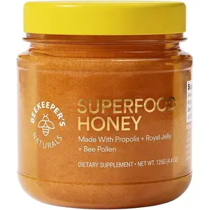 Superfood Honey by Beekeeper's Naturals - Bee Pollen, Royal Jelly, Propolis, Honey - Natural Energy, Immune Support, Mental Clarity, Athletic Performance (4.4 oz)