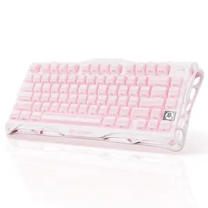 GravaStar Mercury K1 - Sakura Pink 75% Pink Wireless Creamy Keyboard, Aluminum Alloy Exoskeleton Design Mechanical Gaming Keyboard, Creamy Keyboard, Gasket Hot-Swap Socket, Linear Switches, RGB Backlit