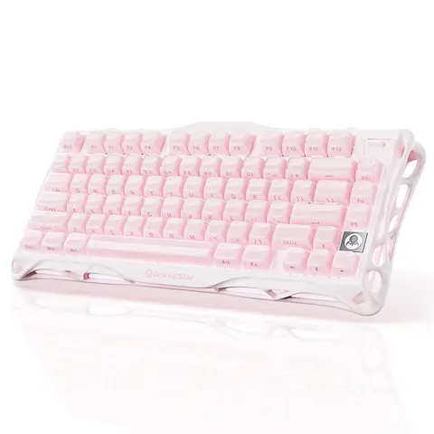 GravaStar Mercury 1 75% Sakura Pink Colorful Design Mechanical Gaming Keyboard - Aluminum Alloy Exoskeleton, Creamy Wireless, Gasket Hot-Swap Socket, Linear Switches, ARGB Backlit, Computer Accessory for Birthday, Holidays