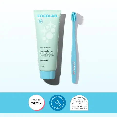 COCOLAB Cocoshine Whitening Toothpaste with 15.5% NanoXIM CarePaste Nano-Hydroxyapatite, Organic Aloe & Coconut Oil, 4 oz, Dentist-Designed Oral Care for a Cleaner, Brighter Smile