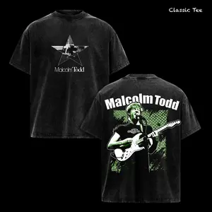 Malcolm Todd Vintage Washed Tour T Shirt, Indie Rock Concert Graphic Tee, Oversized Heavyweight Cotton Streetwear, Double Sided Musician Photo Print Unisex Top, Retro Grunge Americana Style Gift for Fans