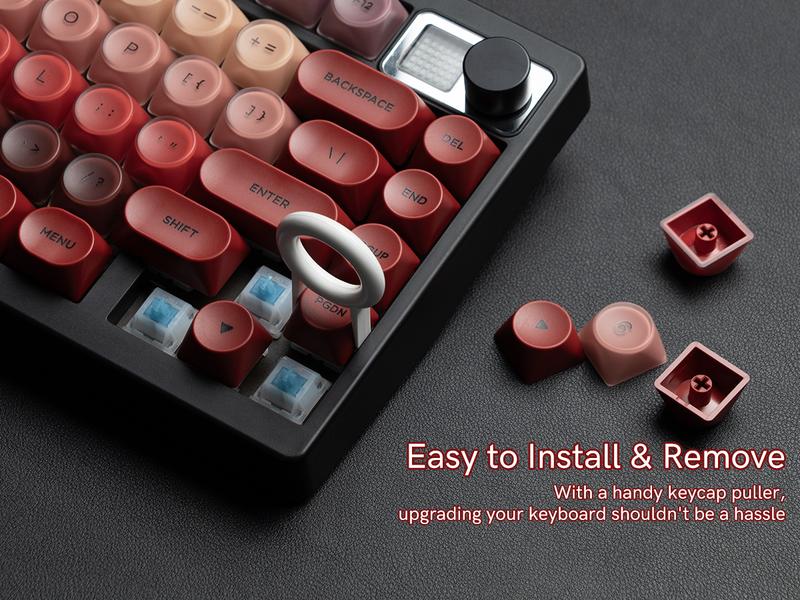 Womier PBT Keycaps, Red Jelly Keycap Berry Kiss Theme MOA Profile, 128 Keys Elegant Cute Custom Key caps for 61/68/84/87/98/100 Cherry Gateron MX Mechanical Keyboards