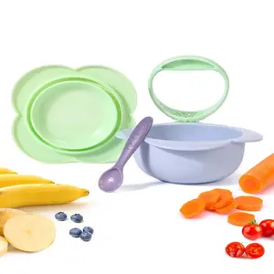 Baby Food Grinding Bowl Set, Includes Grinder, Feeding Bowl, and Bowl; Leak-Proof Silicone Lid; Food-Grade Portable Baby Food Preparation Tools