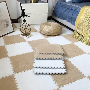 20-Piece Mixed Color Faux Fur Patchwork Rug Set, Easy to Clean, Removable, Soft Home Decor, Comfortable and Warm Atmosphere, Living Room Rug, Home Decorative Rugs