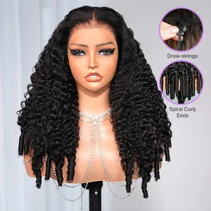 Megalook Hair 13x6 Glueless Lace Frontal Wig Pre-Everything Ear To Ear Natural Hairline HD Lace Skin Melted 100% Human Hair Wigs With Drawstring Curly Hair 320℉ Heat Resistant