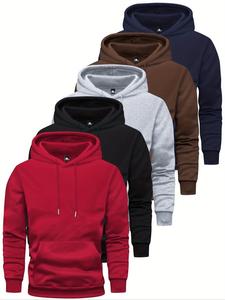 men's solid drawstring pocket hoodie, casual regular fit warmth long sleeve hooded sweatshirt for spring & fall, fall outfits 2024, men's top for daily wear, fall outfits, clothes