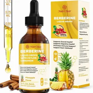 Berberine Supplement with Ceylon Cinnamon, Berberine HCL Liquid Drops with Turmeric, Bitter Melon, Quercetin, 10X Strength AMPK for Digestion System, Immune Health Support -Vegetarian, 2 fl oz