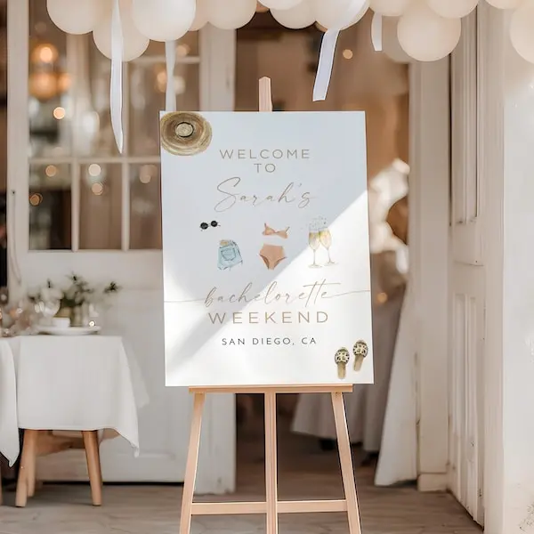 Personalized Beach Bachelorette Weekend Welcome Sign, Custom Name Foam Board Sign | 18x24 & 24x36 | Printed & Shipped, No DIY