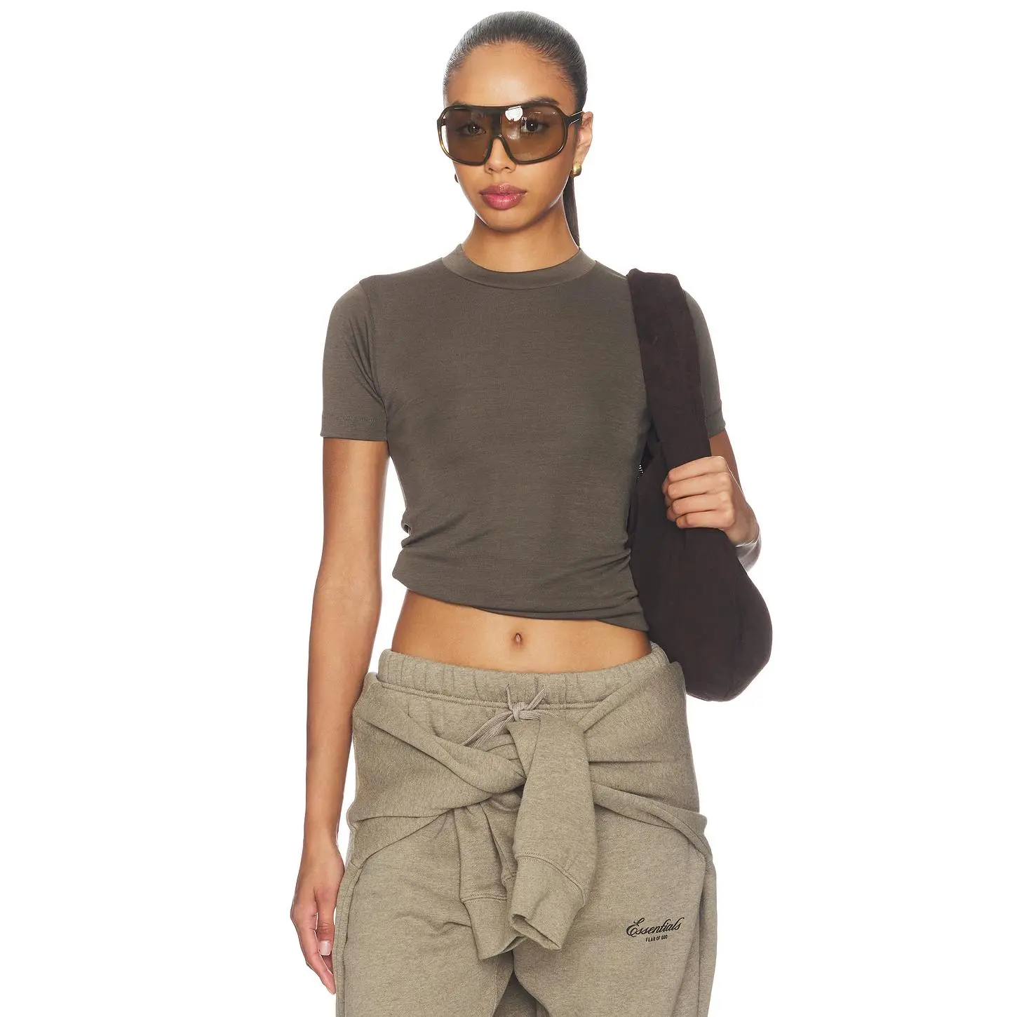 Fear of God ESSENTIALS Fitted Short Sleeve Tee in Brown