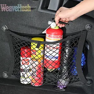 Car Storage Elastic Mesh Pocket, Car Interior Accessories, Trunk Side Storage Organizer Bag, Portable Fire Extinguisher Holder, Universal Auto Space Saving Pouch, Heavy-Duty Elastic Mesh Design, Multipurpose Stowage for Vehicle Trunk, SUV Sedan Van Daily