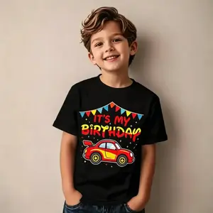 It's My Birthday Race Car Shirt, Red & Yellow Car Black Tee, Fun Birthday Outfit for Boys, Race Car Lover, Party, Celebration