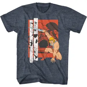 He-Man Men's T-shirt Master of the Universe Defending Castle Heman Grayskull Fight Tee Eternia Planet Defender Prince Adam Mens TShirt