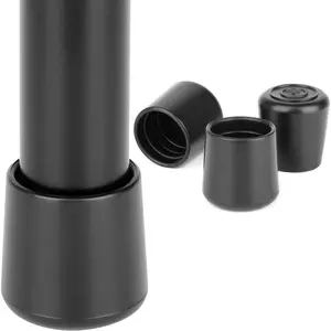 Chair Leg Floor Protectors 1 Inch 1"x1" Small Chair Leg Caps Rubber Leg Tip for Indoor Home Outdoor Patio Garden Office Round Black 16 Pack