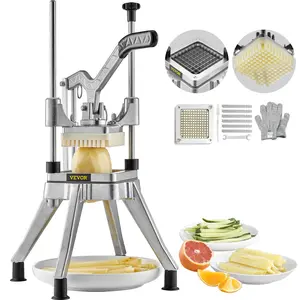 VEVOR Commercial Vegetable Fruit Chopper 1/4" Blade Heavy Duty Professional Food Dicer Kattex French Fry Cutter Onion Slicer Stainless Steel for Tomato Peppers Potato Mushroom Aluminium Kitchen