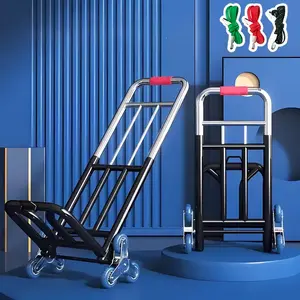 【COD】Multi-Function Stair Climbing Cart - 330LBS Foldable Hand Truck with Adjustable Straps, Carbon Steel Utility Dolly for Transport & Shopping Collapsible Heavy Duty Outdoor Wagon Folding