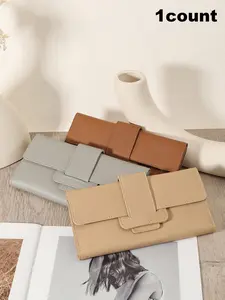 Women's Minimalist Solid Color Long Wallet, Fashionable Portable Wallet, Lightweight Trifold Long Wallet, Elegant Women's Wallet, Minimalist Bifold Wallet, Trifold wallets
