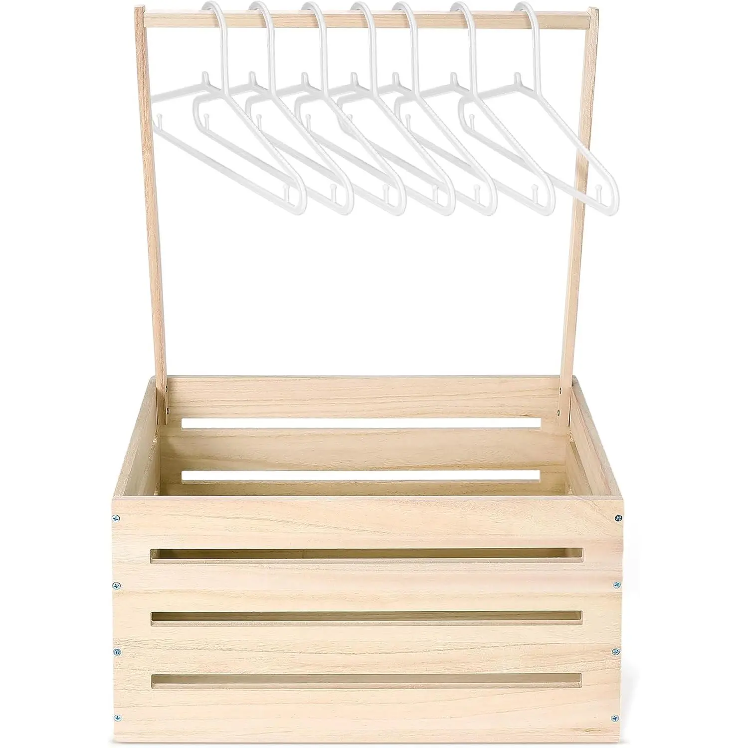 Classic Wood-Color Hanging Storage Basket with Sturdy Handle - Gift-Ready Crate, Home Organizer, Decoration, Baby Shower Gift for Newborn Clothes