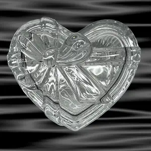 Glass Heart with Ribbon Keepsake Box