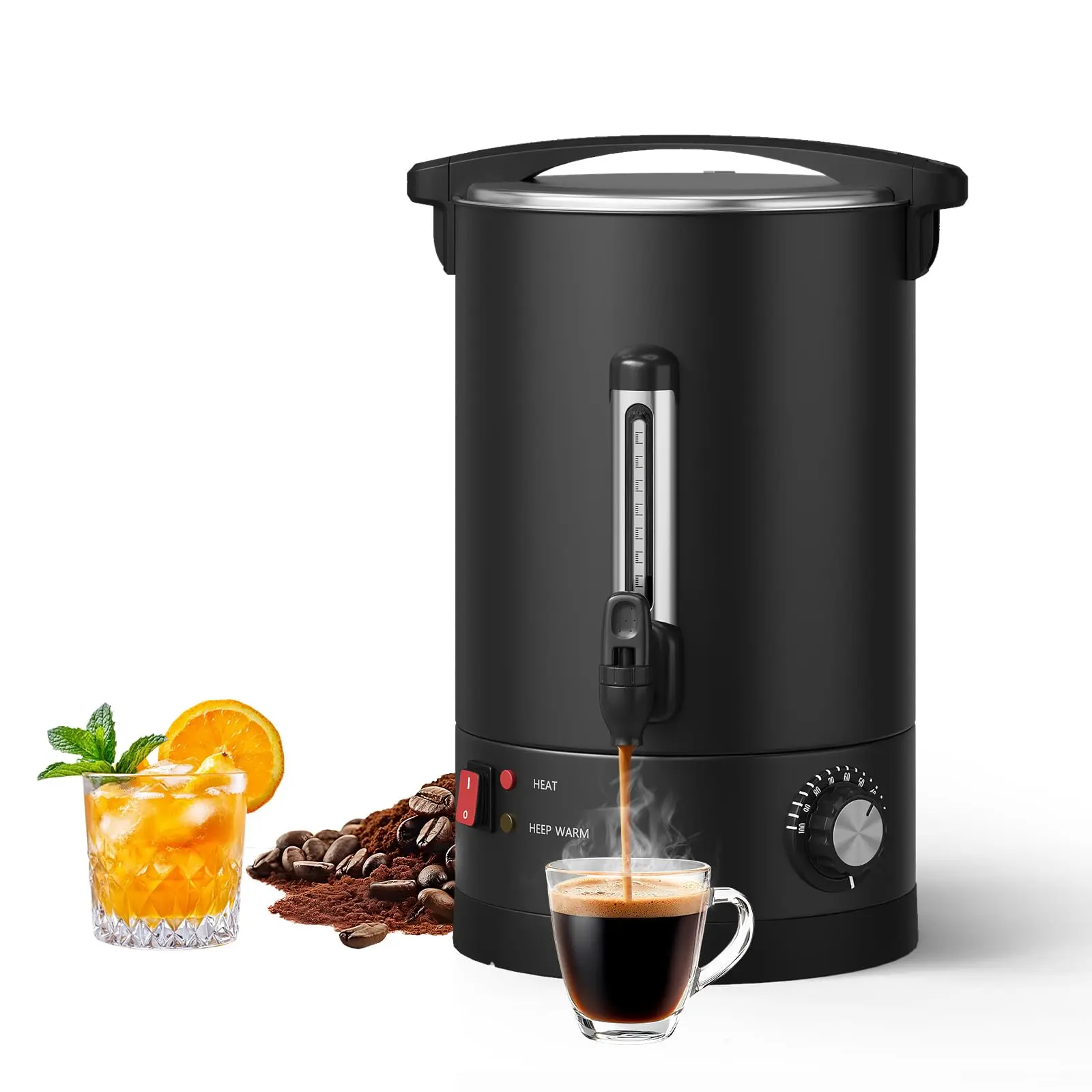 Commercial Electric Coffee Urn Hot Beverage Dispenser - Double Wall Stainless Steel, Large Capacity for Catering, Buffet, Parties, Events - Fast Heating - 12L/3.2 Gallon