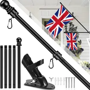 Flag Pole Kit for Outdoor House Stainless Steel Wall-Mounted Flagpole with Stand and Flag Installation Rings, 5 Feet