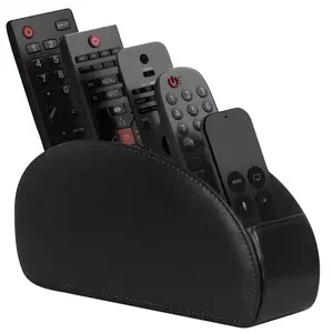 Leather Remote Control Organizer Box, 5-Layer Controller Holder for TV & Music Systems, Compact Practical Design