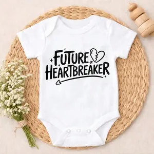 Cotton Baby Bodysuit Future Heartbreaker Print 100% Pure Cotton Tag-Free Snap Closure Breathable Cute Print Perfect For Daily Wear