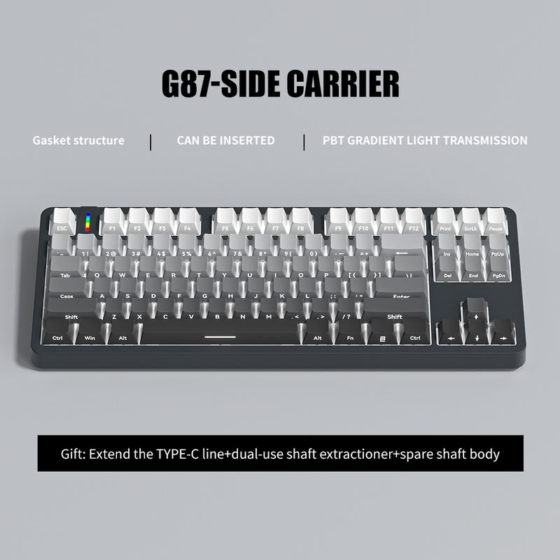 Teclado Mecánico 80%TKL-Gasket Algodón insonorizante de doble capa-HIFI Sound Switch-Cable USB-C-Retroiluminación blanca pura-FURYCUBE G87 -3PIN HotSwap-Teclado mecánico-Estructura hundida