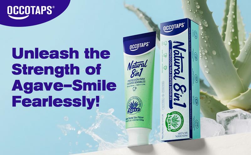 OCCOTAPS Agave Natural Herbal Toothpaste | Blue Agave Extract | Whitens Teeth & Strengthens Enamel |Fluoride-Free Sensitive Teeth | Probiotics + Mint | With Niacinamide