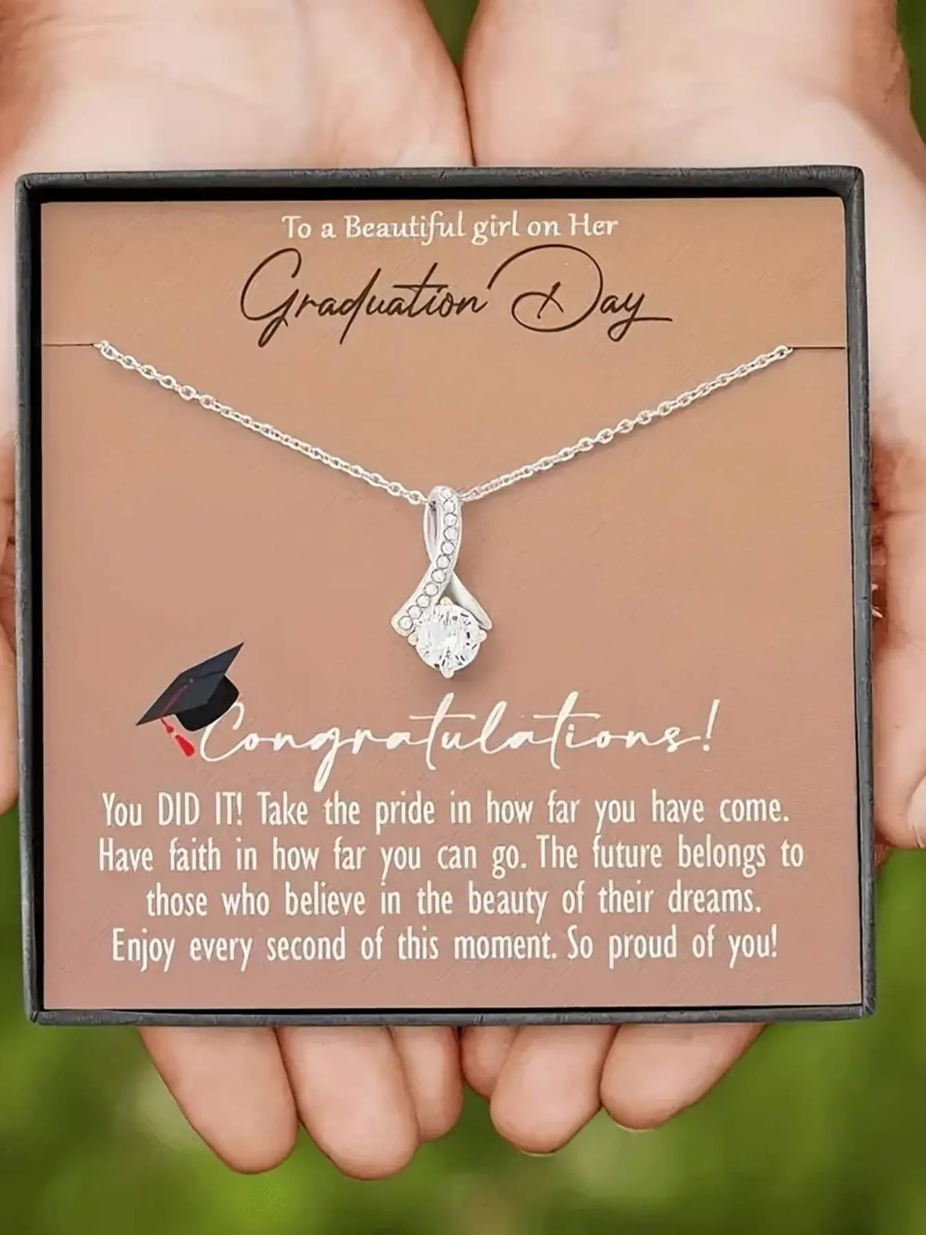 Graduation Gift for Her, Mermaid Tail Pendant Necklace for Beautiful Girls, Inspirational Congratulations Jewelry, High School & College Graduates, Stainless Steel Chain Necklace