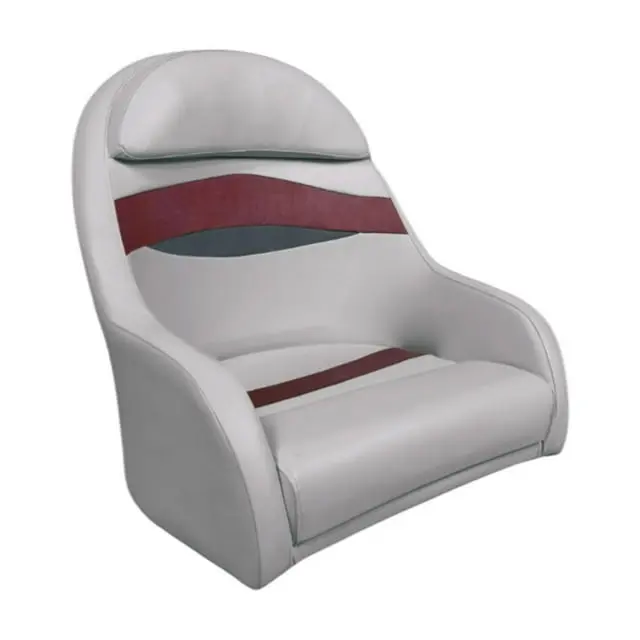 Horizon Manufacturing 3206-ABEC Elite Series Pontoon Bucket Style Captain Chair - Gray, Red & Charcoal