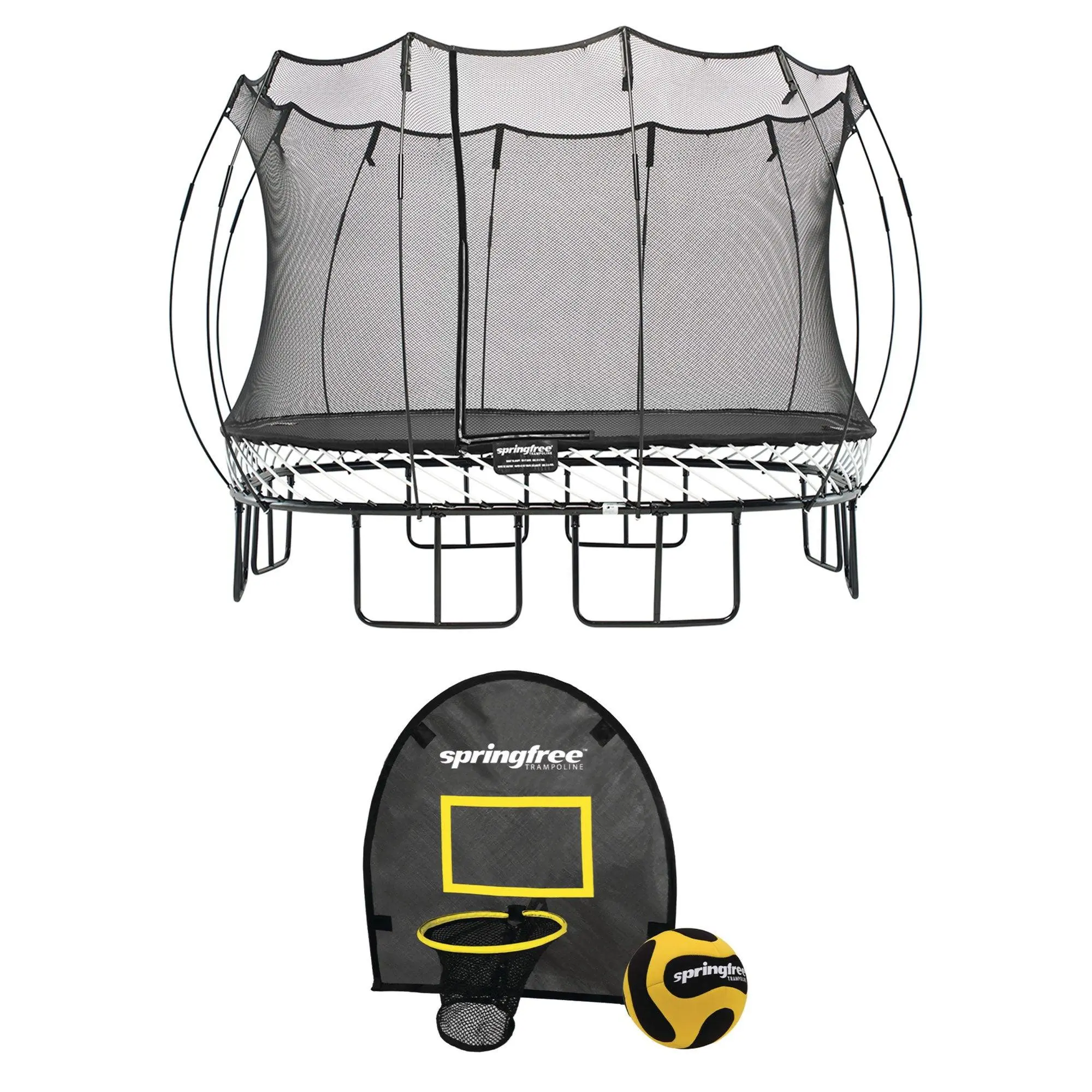 Springfree Trampoline Kids Square 13 Foot Trampoline & FlexrHoop Basketball Game Springfree Trampoline Kids Square 13 Foot Trampoline & FlexrHoop Basketball Game