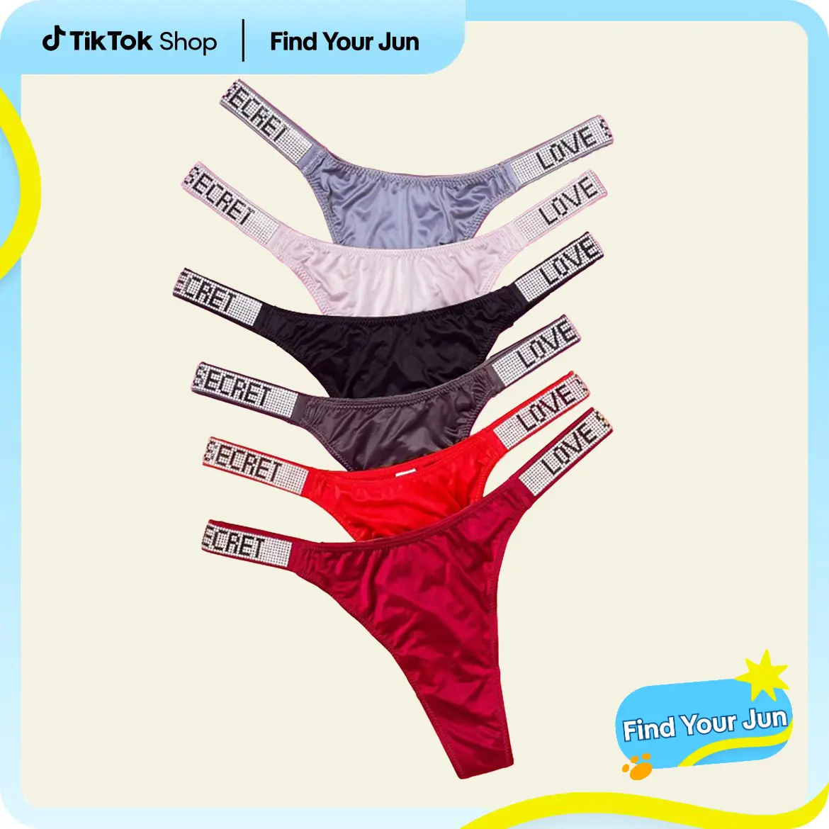 Women's 6-pack low-rise letter rhinestone thongs, soft and comfortable breathable panties for daily wear, suitable for all seasons underwear S-XL