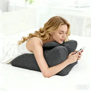 Memory Foam Ergonomic Wedge Pillow, Prone Pillow for Sleeping, Reading Pillow for Bed, Ergonomic Support for Back Pain, Acid Reflux & Sitting Up, Ideal for Massage, with Removable Cover