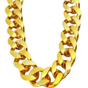 MEN'S big gold chain necklace: fake chunky gold chain costume accessories hip hop rapper jewelry 80s 90s punk style Halloween party