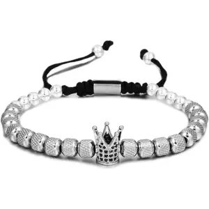 To My Man Bracelet - 6mm Stainless Steel Crown  Charm Bracelet for Men Valentine's Day Gifts for Men, Crown Link Bracelet for Men, Adjustable Size