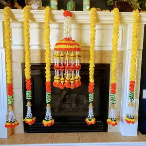 Timeless Marigold Garland & Jhoomar Decor | Sacred Strings for Diwali, Wedding, Mehndi | Cherished Floral Elegance