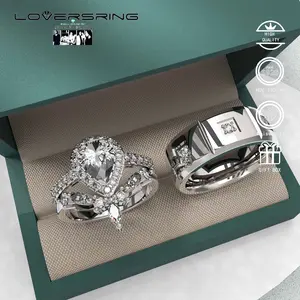 Wedding Ring Sets His And Hers Promise Ring Wedding Ring Sets His And Hers Couples Women 925 Sterling Silver Square Cut Moissanite Man titanium Wedding Band