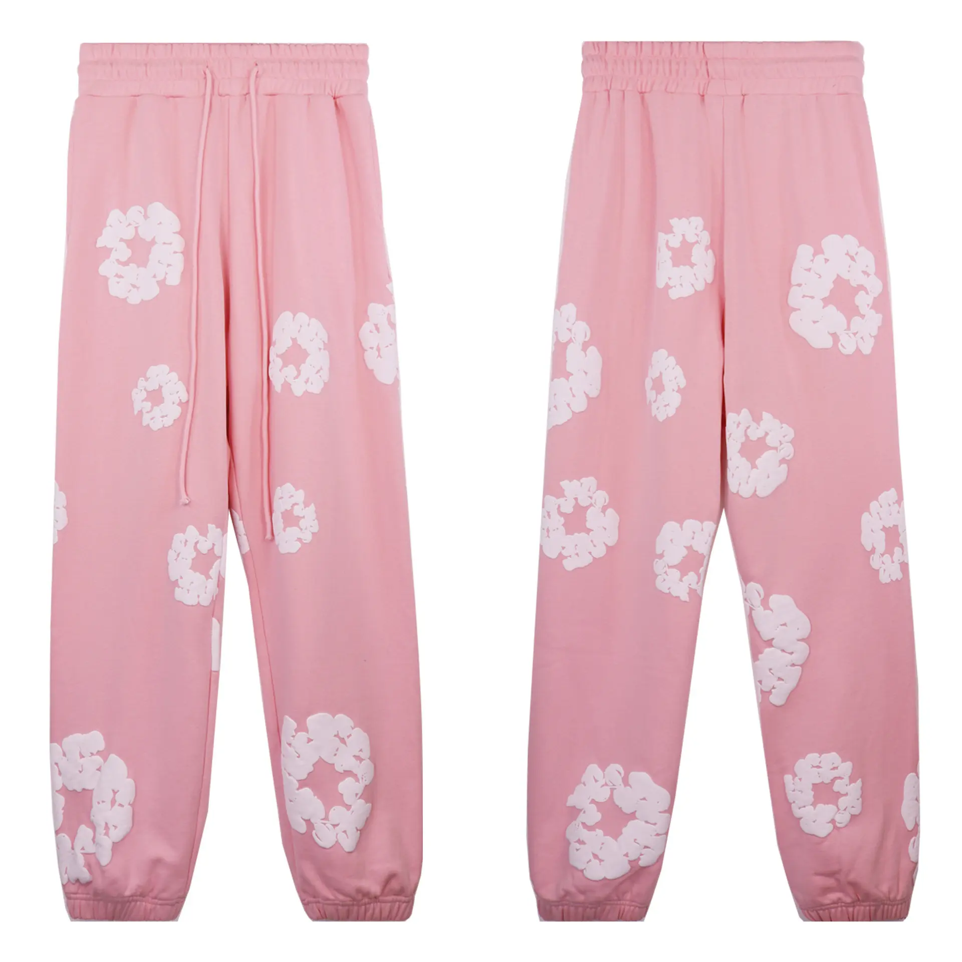 Pink pants (white floral wreath)