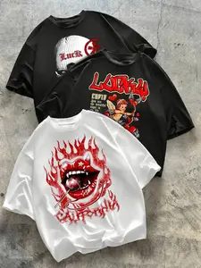 Men Women Colorful Short Sleeve T-Shirt Set Tree Crocodile Print Fashion Trend Streetwear Casual Vintage Youth Holiday Comfortable Artistic