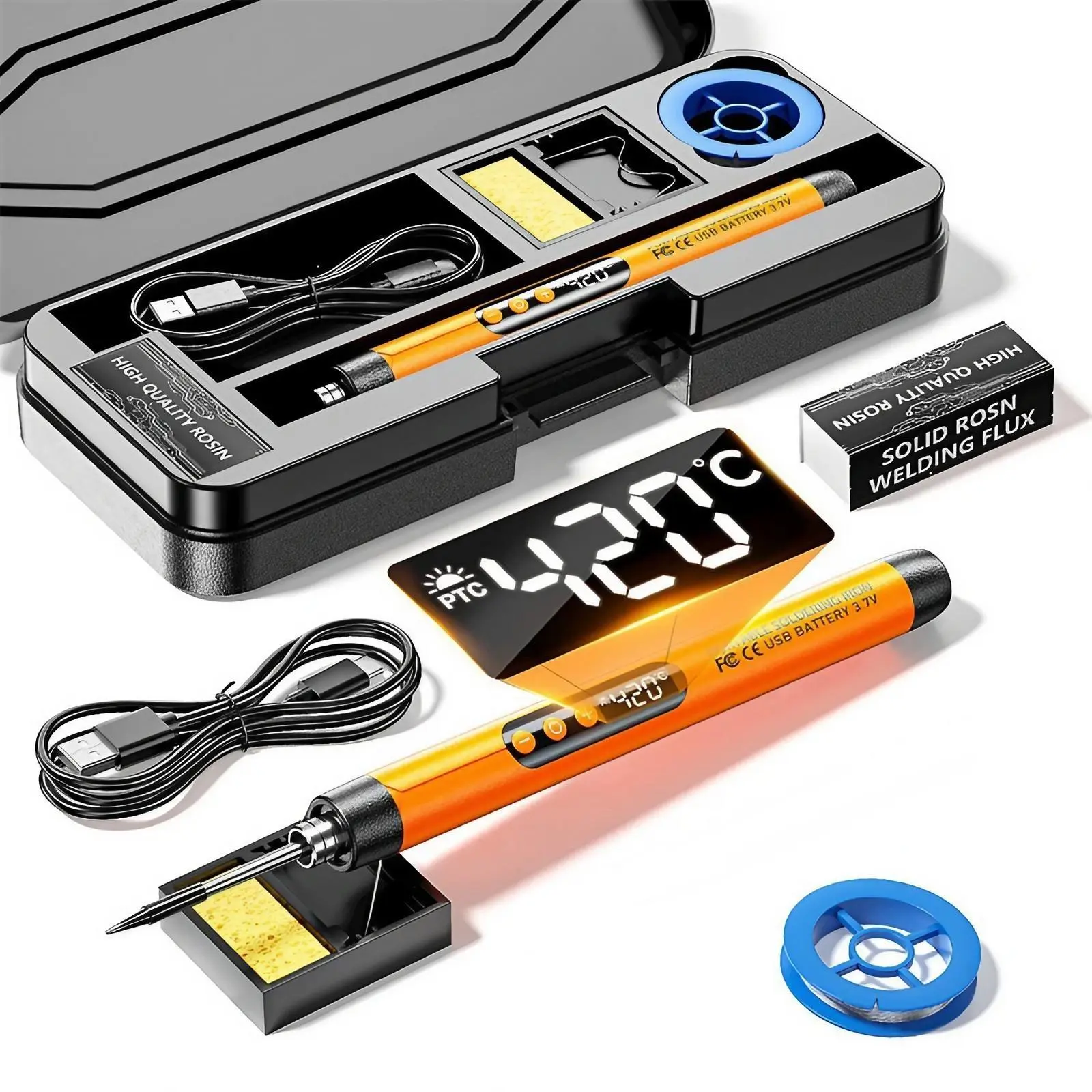 USB Rechargeable Wireless Welding Pen, Portable Digital Display Soldering Iron, Welding Tool for Electronic Repair, Circuit Welding, DIY Handmade, with Soldering Flux