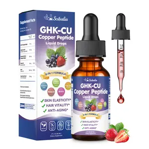 GHK-CU Peptide Supplement Liquid Drops, Premium 6-in-1 GHK CU Copper Peptides w. Marine Collagen Hyaluronic Acid Biotin for Anti-Aging, Skin Hair Growth Support, Oral DropsWomen Men Beauty Healthcare Edible Dietary