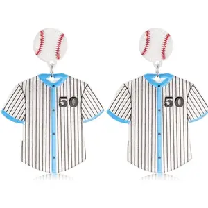 Baseball shirt dangling earring