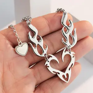 Hollowed Flamed Heart Chunky Necklace